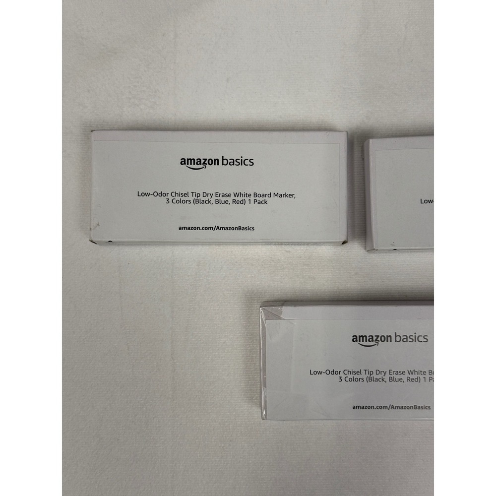 Amazon Basics Dry Erase Markers Chisel Tip Low Odor‎ Black Red Blue 3 Packs of 3 - Picture 2 of 8